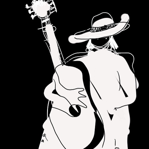 BLACK AND WHITE GUITAR PLAYER