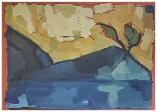 MES PAYSAGES IMAGINAIRES – LA MONTAGNE ET SES 2 DERNIERS ARBRES (43×59.4cms)