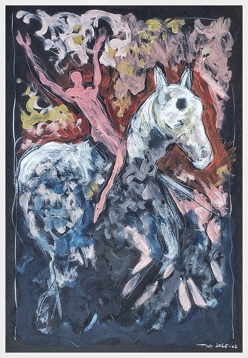 LE CHEVAL AUX PIEDS EMPORTES (42×59.4cms)