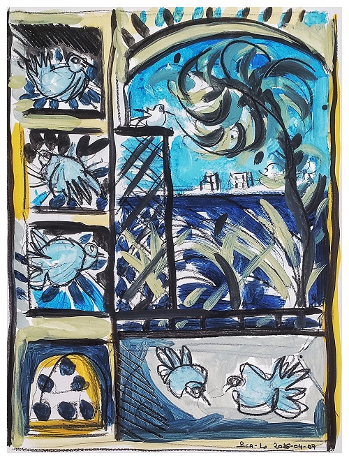 LES PIGEONS PICA-LO 14 (40x30cms)